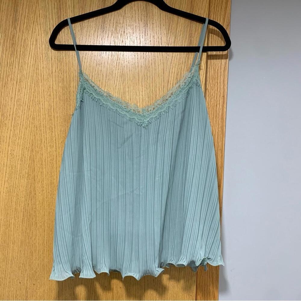 Lush Pleat Lace Camisole in Sage - Size XL